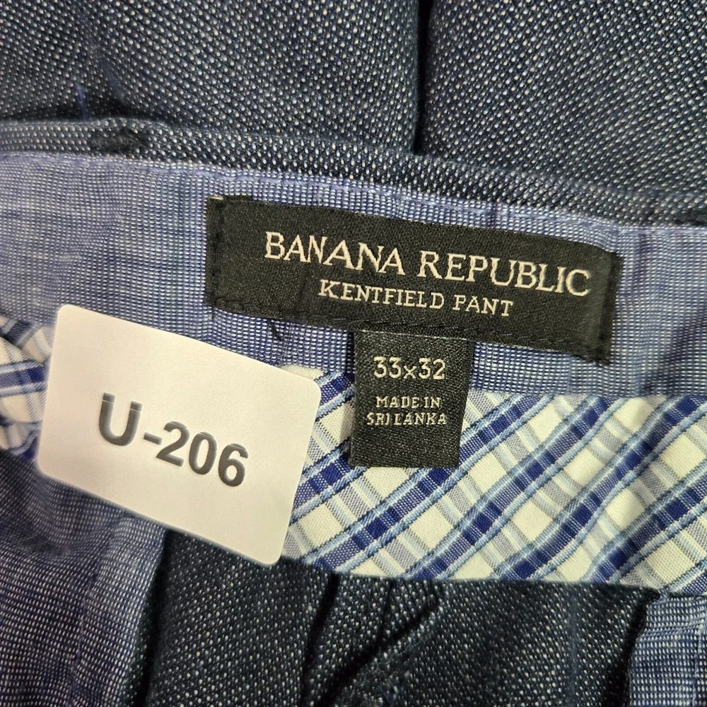 Banana Republic Men Pants 33x32 Blue Kentfield‎ Dress Chino Flat Front